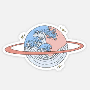 planet sticker space waves aesthetic