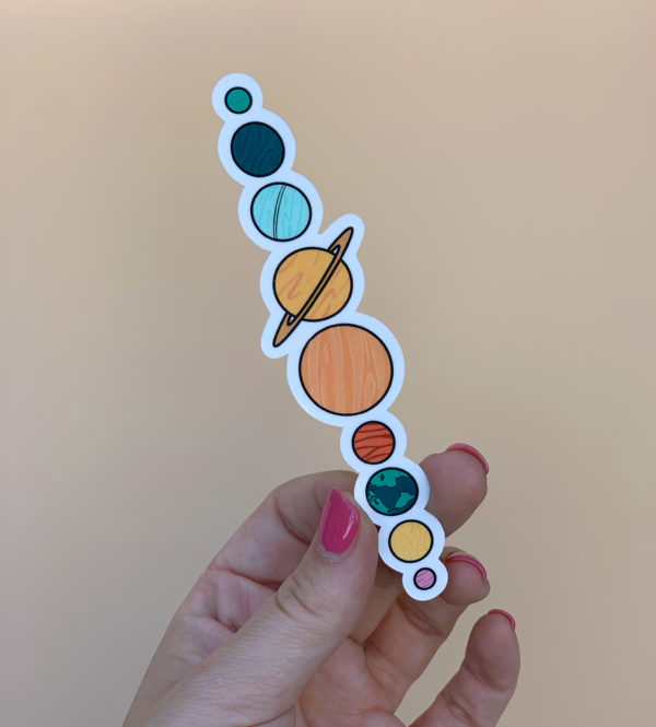 cute planets sticker hand scaled